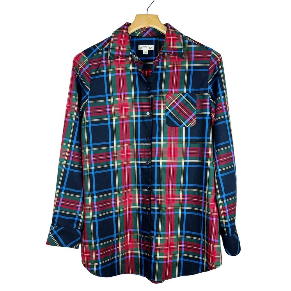 Orvis Tartan Plaid Long Sleeve Button Down Shirt Size 10
